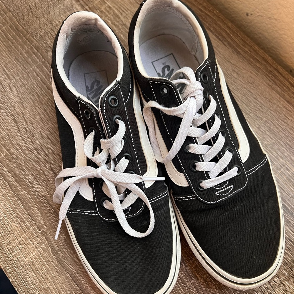 Platform Vans Black & White Old Skool Shoes W8.5 - Picture 2 of 4